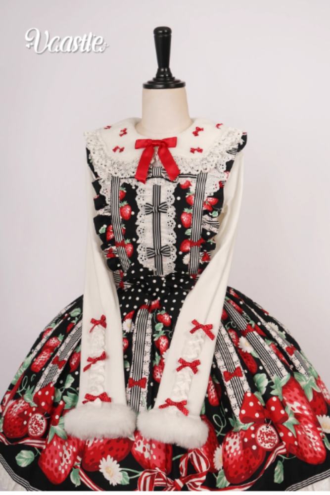 V-castle Flip Collar Plush Lolita Top