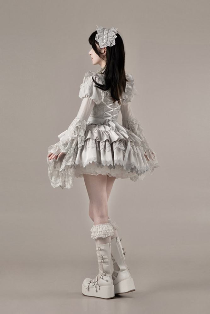 Withpuji White Humanoid Gothic Corset Skirt Mermaid Dress