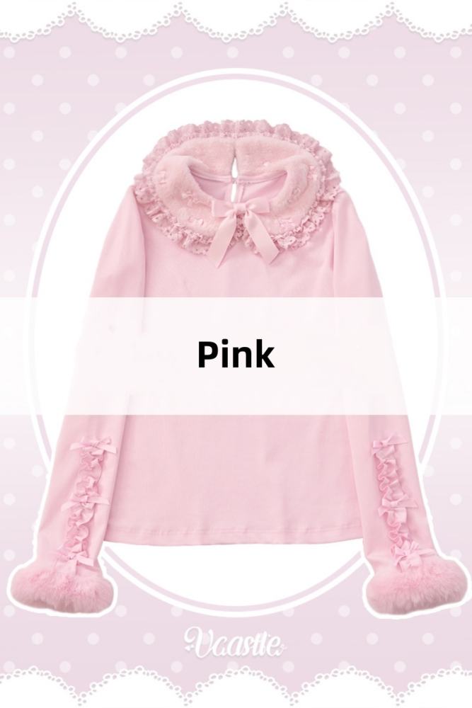 V-castle Flip Collar Plush Lolita Top