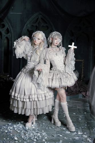 Withpuji White Humanoid Gothic Corset Skirt Lolita Set