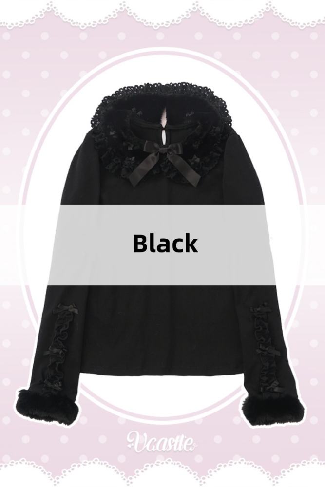V-castle Flip Collar Plush Lolita Top