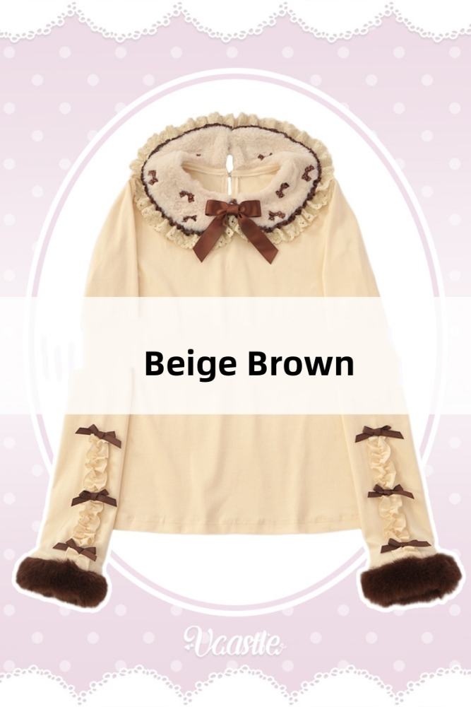 V-castle Flip Collar Plush Lolita Top