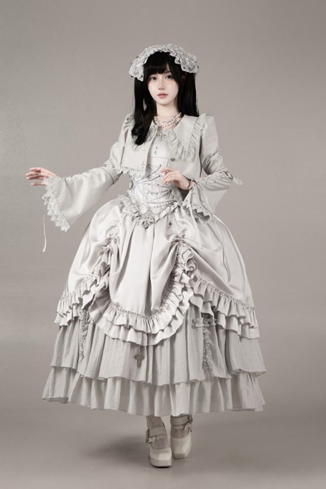 Withpuji White Humanoid Gothic Corset Skirt Mermaid Dress