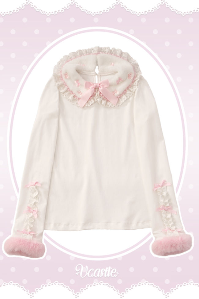 V-castle Flip Collar Plush Lolita Top