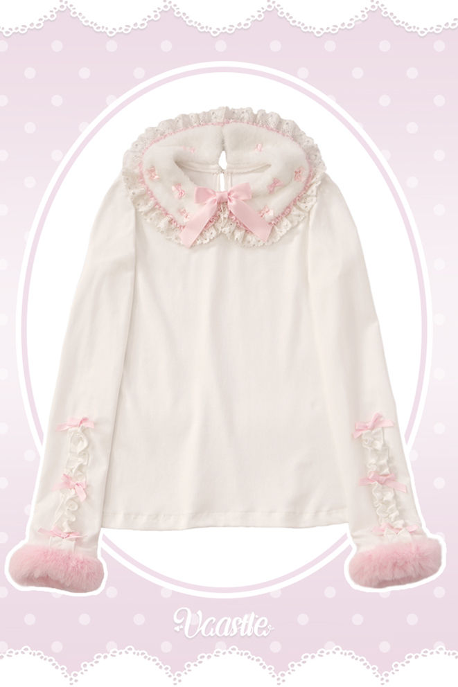 V-castle Flip Collar Plush Lolita Top