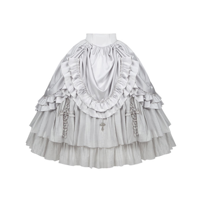 Withpuji White Humanoid Gothic Corset Skirt Mermaid Dress