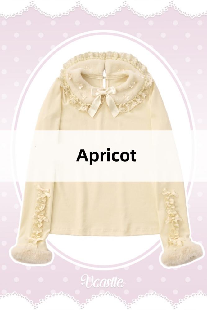 V-castle Flip Collar Plush Lolita Top