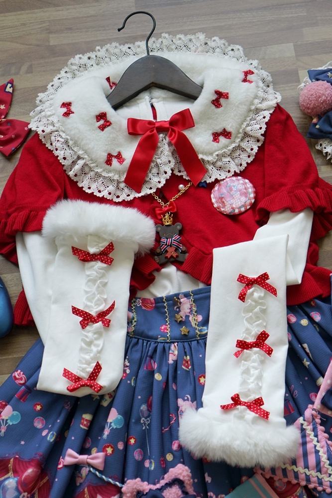 V-castle Flip Collar Plush Lolita Top
