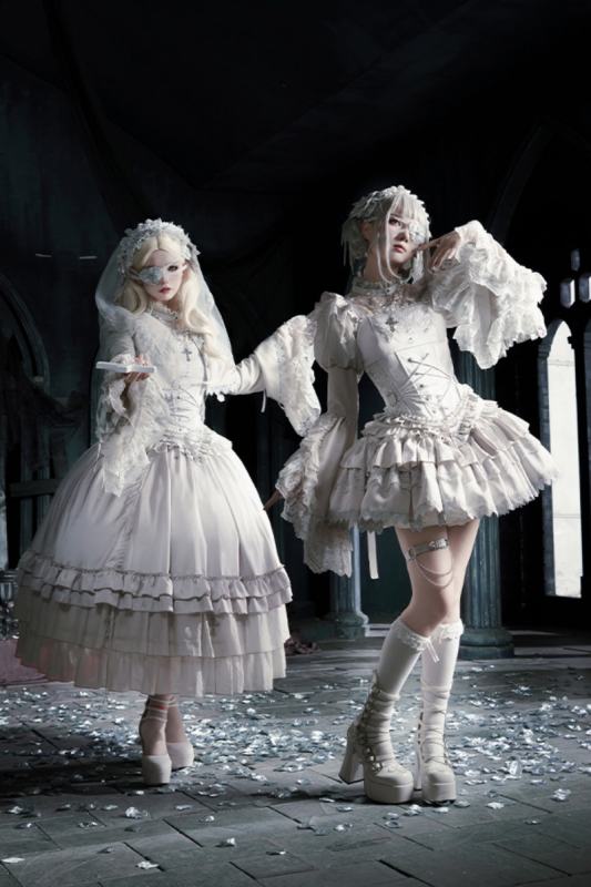 Withpuji White Humanoid Gothic Corset Skirt Mermaid Dress