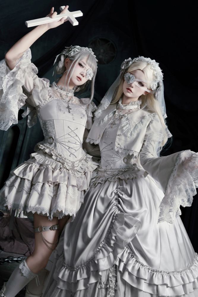 Withpuji White Humanoid Gothic Corset Skirt Mermaid Dress