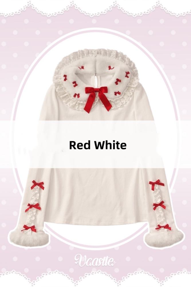 V-castle Flip Collar Plush Lolita Top