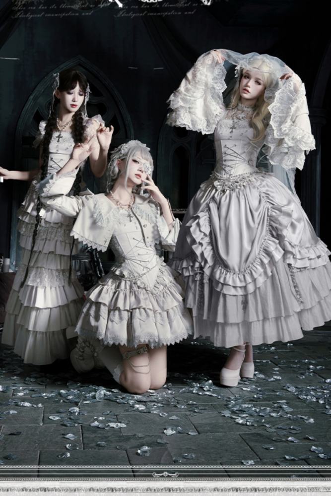 Withpuji White Humanoid Gothic Corset Skirt Mermaid Dress