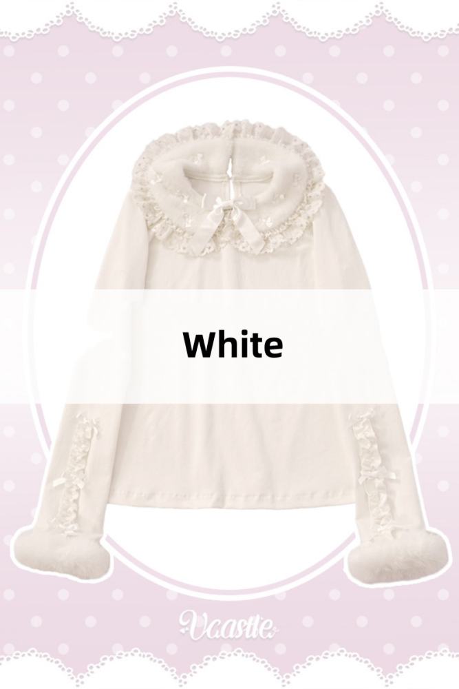 V-castle Flip Collar Plush Lolita Top