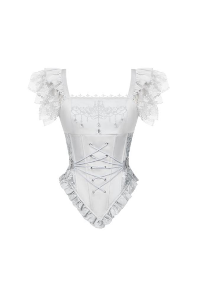Withpuji White Humanoid Gothic Corset Skirt Mermaid Dress