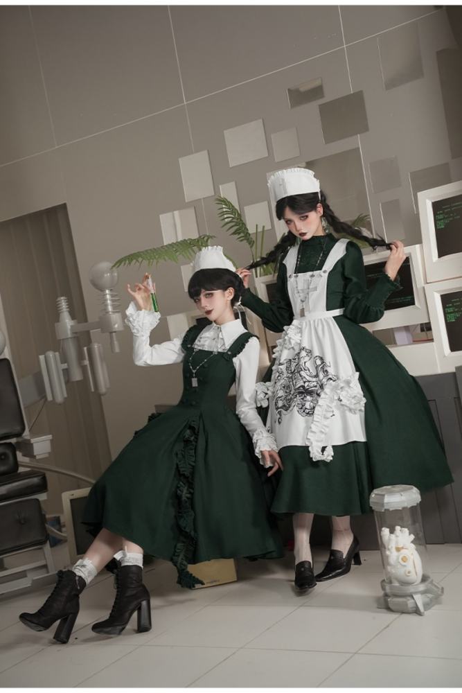 Withpuji Abyssal Clinic Gothic Embroidery Green Lolita JSK