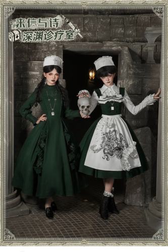 Withpuji Abyssal Clinic Gothic Embroidery Green Lolita Dress