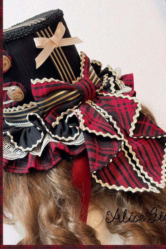 Alice Girl ～Honor Guard Celebration～ Black Hat Lolita Headdress Brooch Bowtie