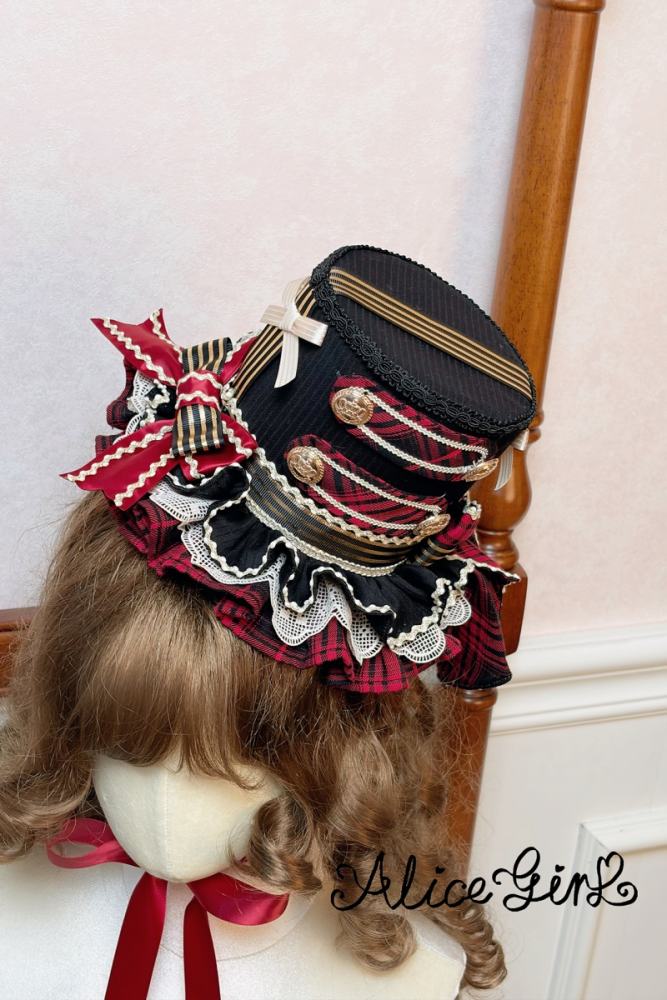 Alice Girl ～Honor Guard Celebration～ Black Hat Lolita Headdress Brooch Bowtie
