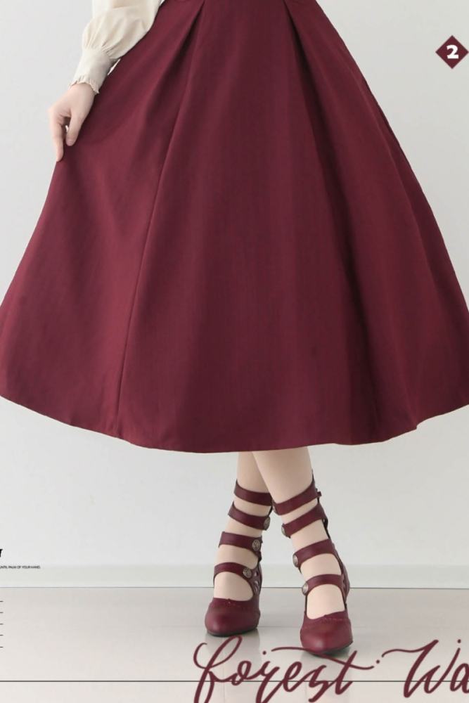 Red Forest Wardrobe ～The Contract～ Skirt featuring vertical stripes and supportive fish-bone corset waist detailing - my-lolita-dress.com