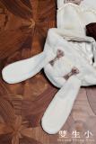 Bunny Ears for Alice Girl ～Frosting Bunny～ Winter Cape at White Color with Pink Bows - my-lolita-dress.com