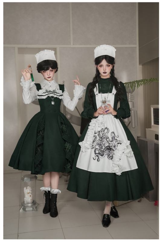 Withpuji Abyssal Clinic Gothic Embroidery Green Lolita JSK