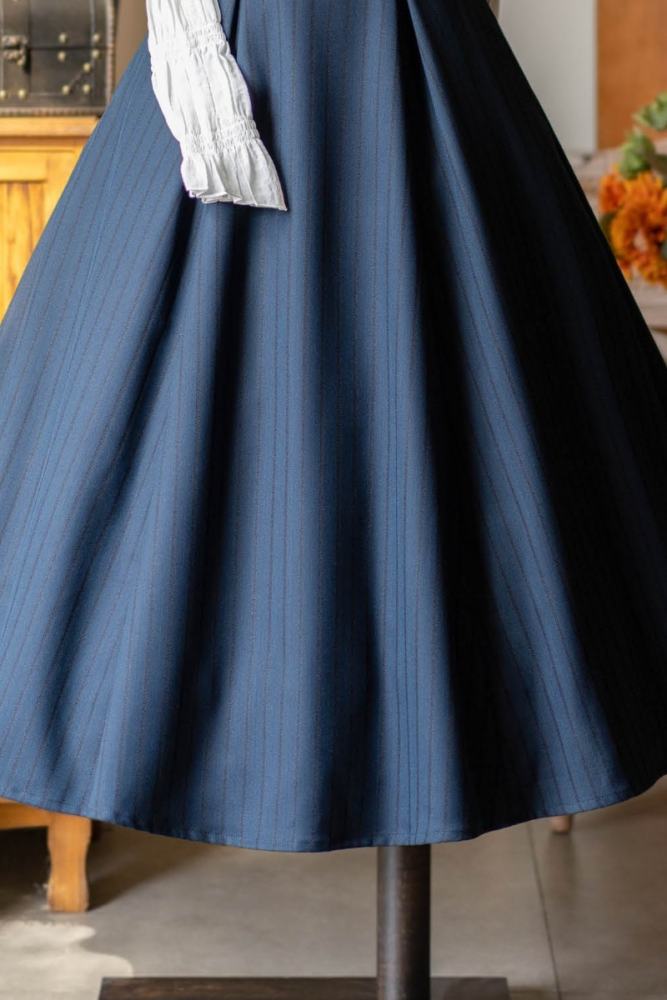 Blue Forest Wardrobe ～The Contract～ Skirt featuring vertical stripes and supportive fish-bone corset waist detailing - my-lolita-dress.com