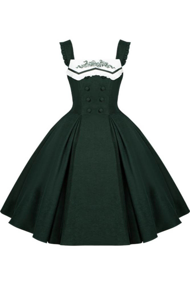 Withpuji Abyssal Clinic Gothic Embroidery Green Lolita JSK