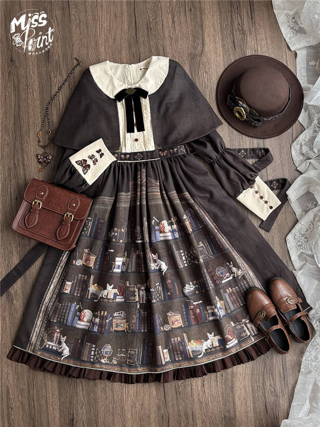 Official Miss Point ～German Bookshelf～ Classic Lolita OP and Cape