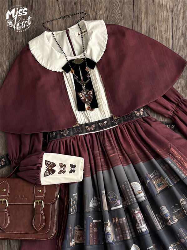 Official Miss Point ～German Bookshelf～ Classic Lolita OP and Cape