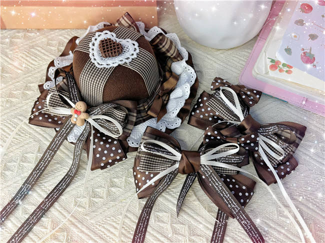 Caramel Cocoa Classic Plaid Lolita Cape, Dress and Accessories