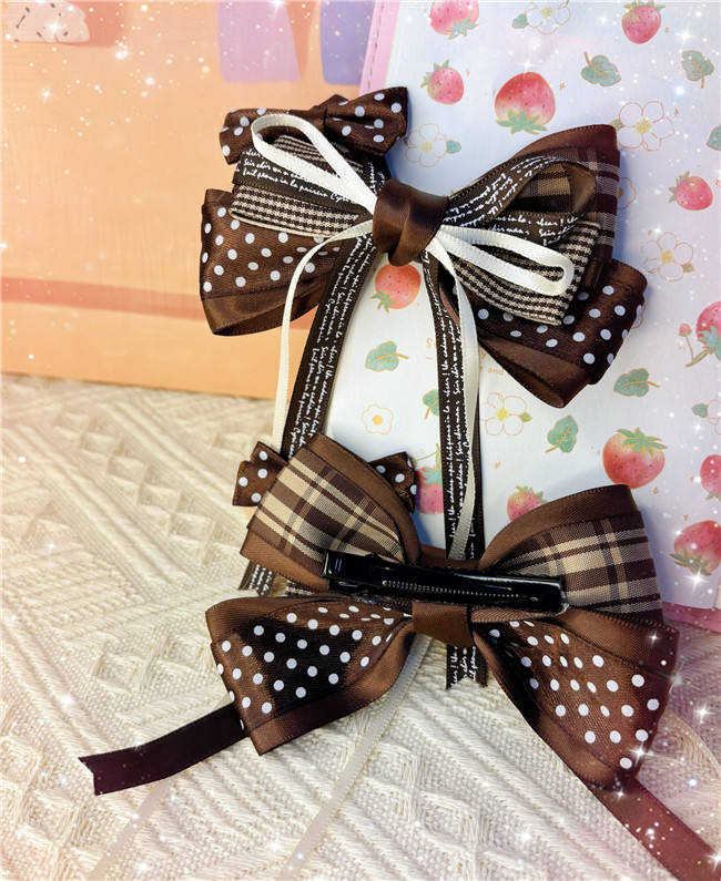 Caramel Cocoa Classic Plaid Lolita Cape, Dress and Accessories