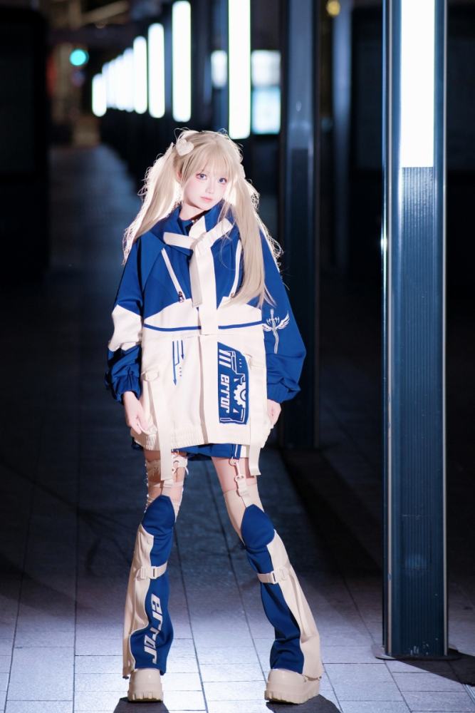 Genu Pavilion Machinery Cyberpunk Black Set Jirai Kei Clothing