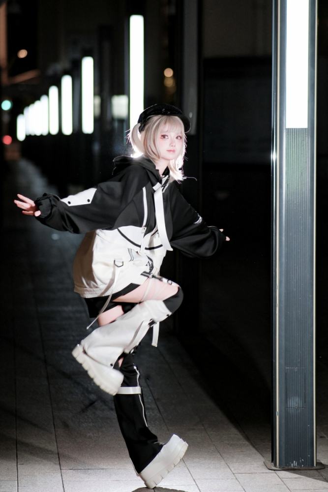 Genu Pavilion Machinery Cyberpunk Black Set Jirai Kei Clothing