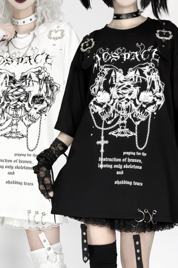 AO Space The Netherworld Punk Print T Shirt Jirai Kei Fashion