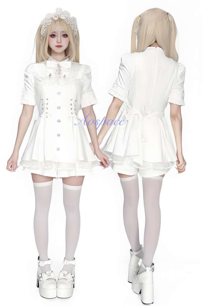 AO Space Snowfall Time Short Sleeve Blue Set Jirai Kei Clothes