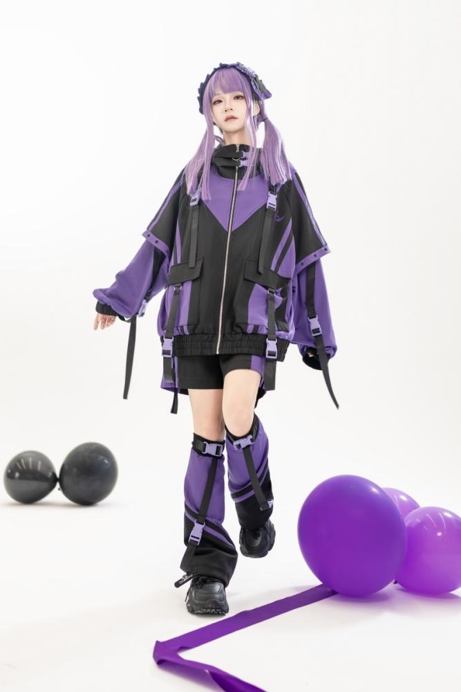 Genu Pavilion Machinery Cyberpunk Black Set Jirai Kei Clothing