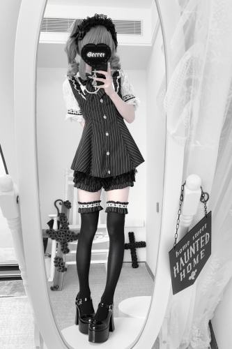Dream Ode Stripe Black Set Jirai Kei Outfits