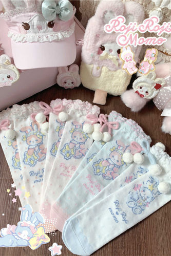 Roji  and Momo Sweet Print Lolita Short Socks