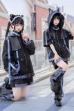 Genu Pavilion Machinery Cyberpunk Black Set Jirai Kei Clothing