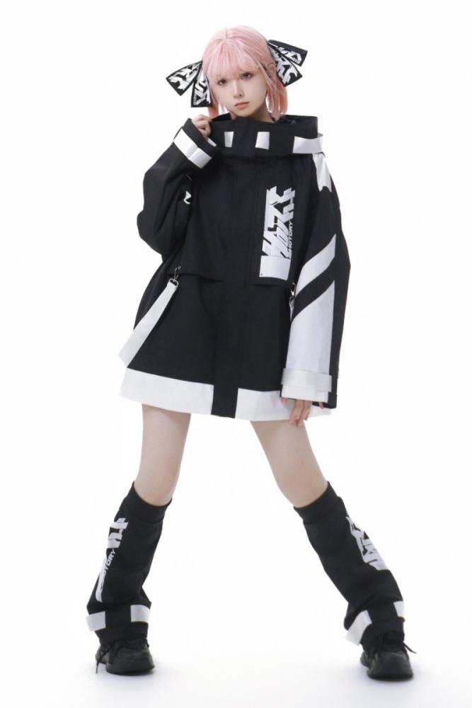 HOTDRY SIS Stardust Code Cyberpunk Black Set Jirai Kei Outfits