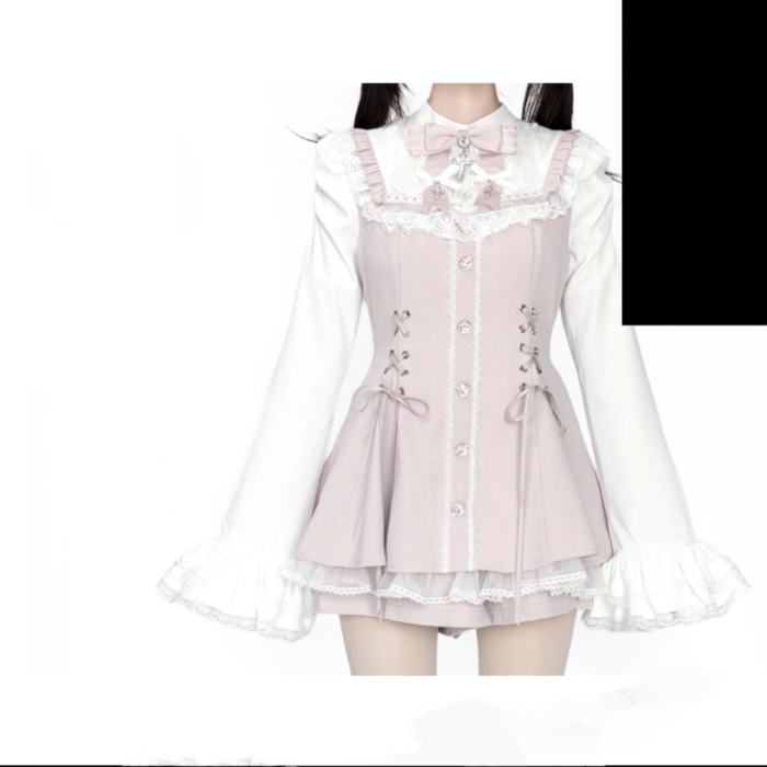 AO Space Snowfall Time Retro Cross White Set Jirai Kei Clothing
