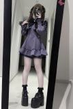 Angel Share Stripe Lacework Purple Set Jirai Kei Outfits