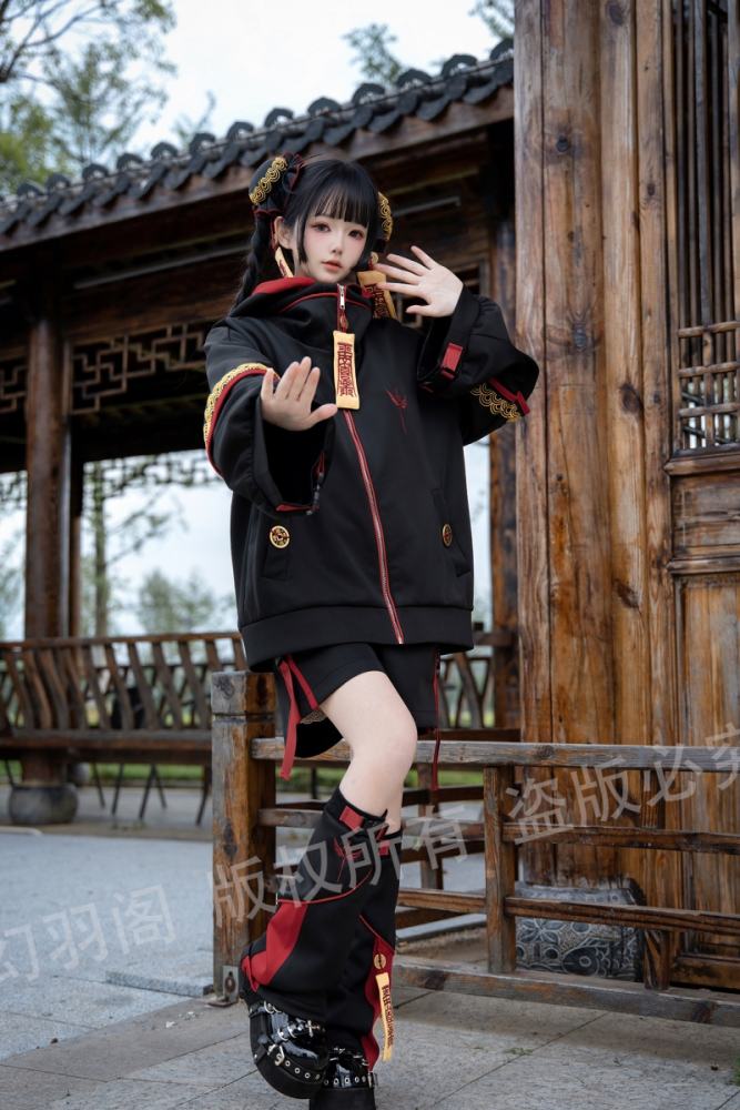 Genu Pavilion Machinery Cyberpunk Black Set Jirai Kei Clothing