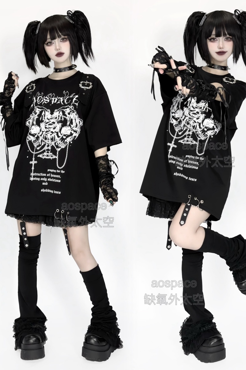 AO Space The Netherworld Punk Print T Shirt Jirai Kei Fashion