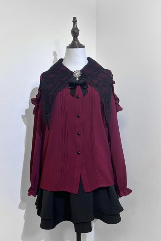 Angel Share Hollowed Blouse Kuro Skirt Set Jirai Kei Clothes
