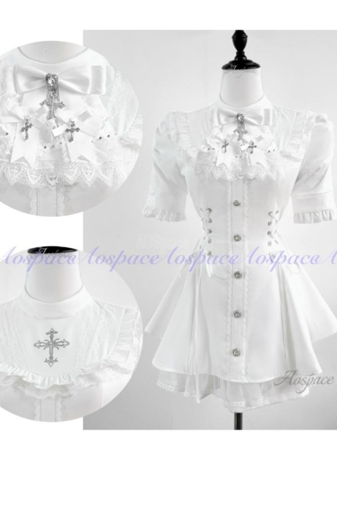 AO Space Snowfall Time Short Sleeve Blue Set Jirai Kei Clothes