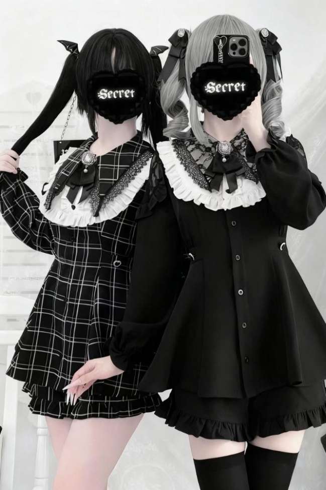 Angel Share Kuro Plaid Set Jirai Kei Clothing