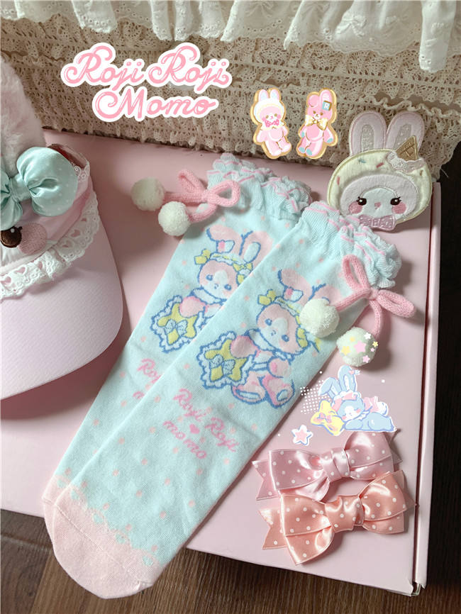 Roji  and Momo Sweet Print Lolita Short Socks