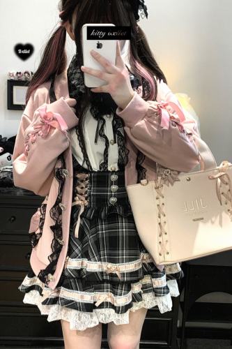 Kitty Bxllet Ribbon Party Pink Cardigan Jirai Kei Clothes