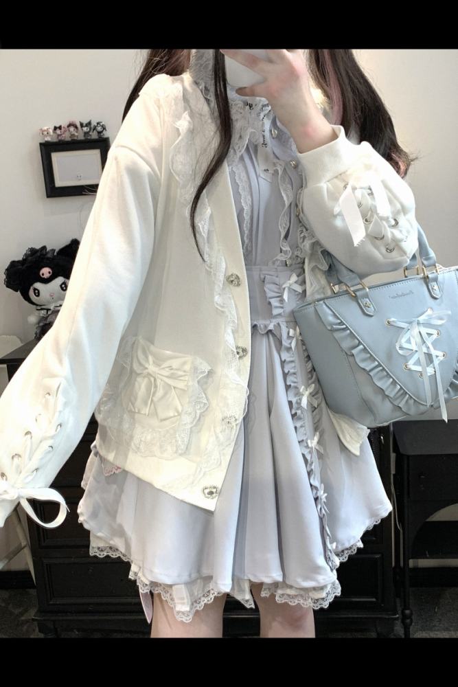Kitty Bxllet Ribbon Party Pink Cardigan Jirai Kei Clothes